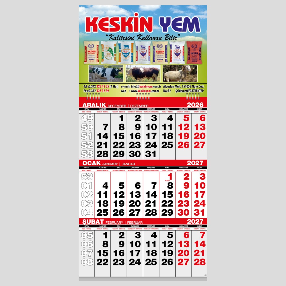Logo Baskılı Ekonomik Küçük Boy Gemici Takvim