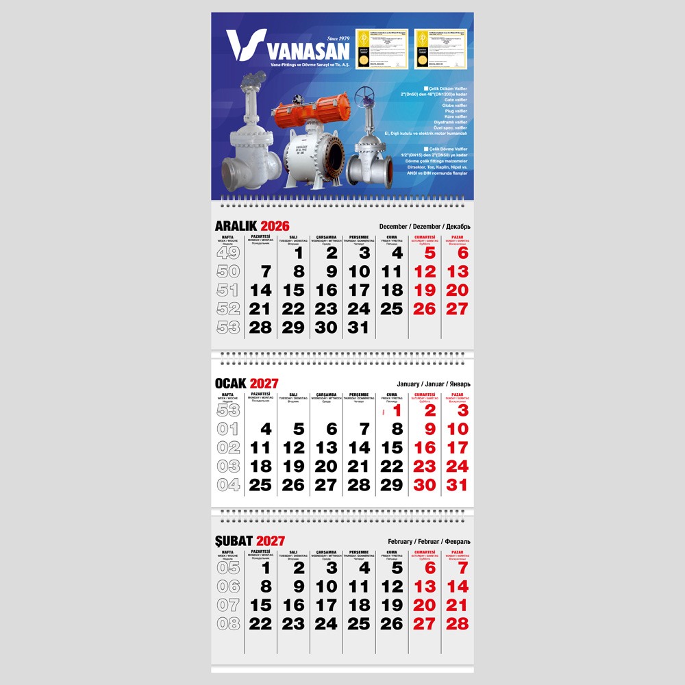 Promosyon Klasik Taslama Gemici Takvim